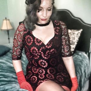 Voodoo Vixen red and black lace dress